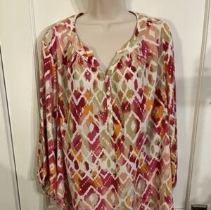 Chic Pink and Orange Geometric Print Tunic